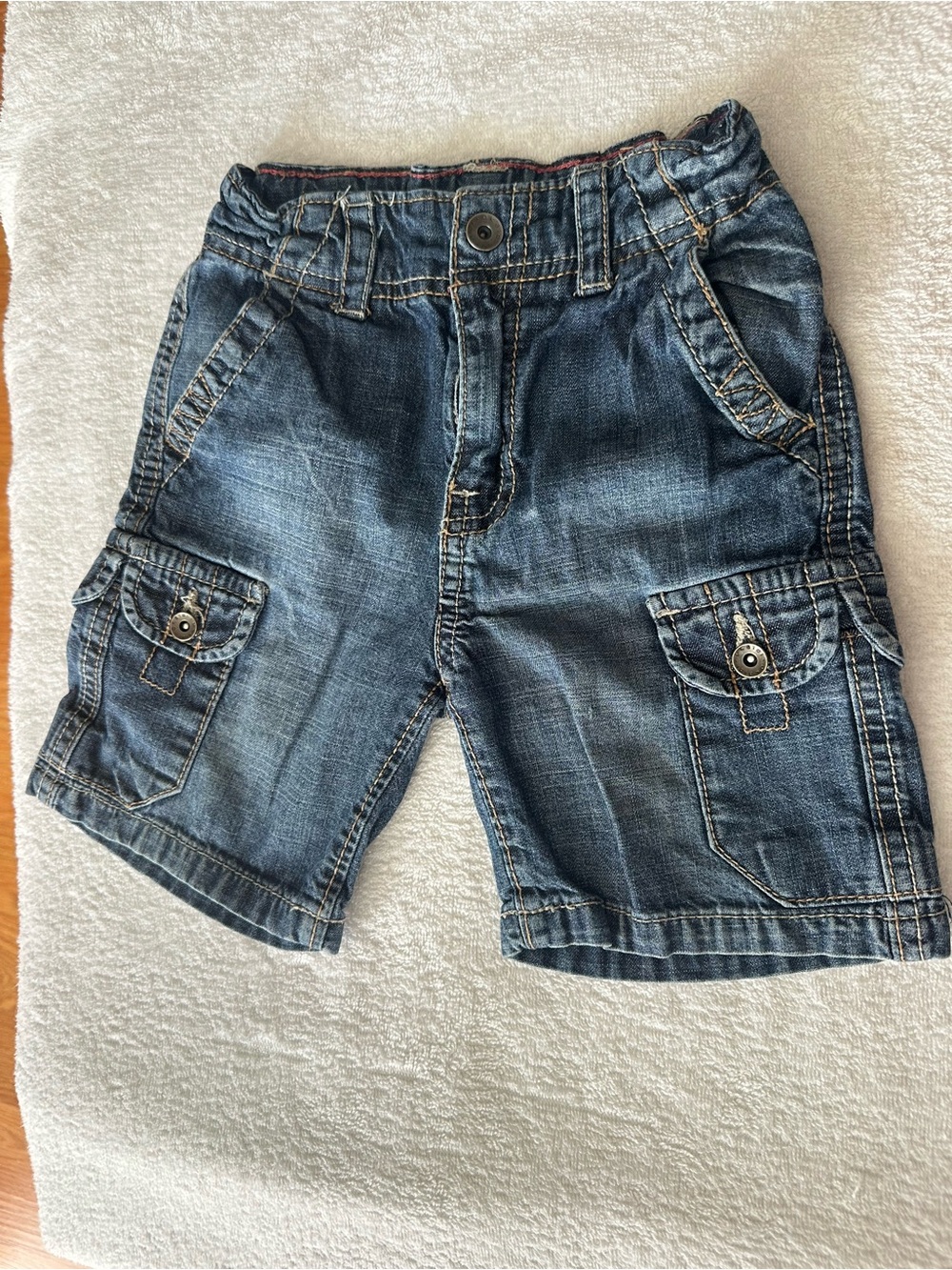 Boy's Blue Denim Cargo Shorts with Elastic Waist